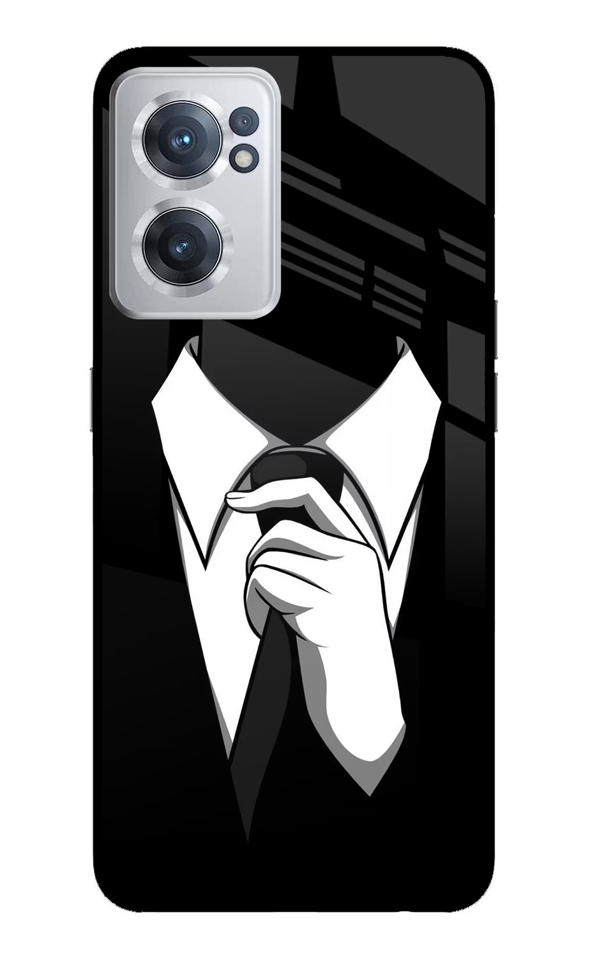 Black Tie OnePlus Nord CE 2 5G Glass Case Back Cover by Casekaro