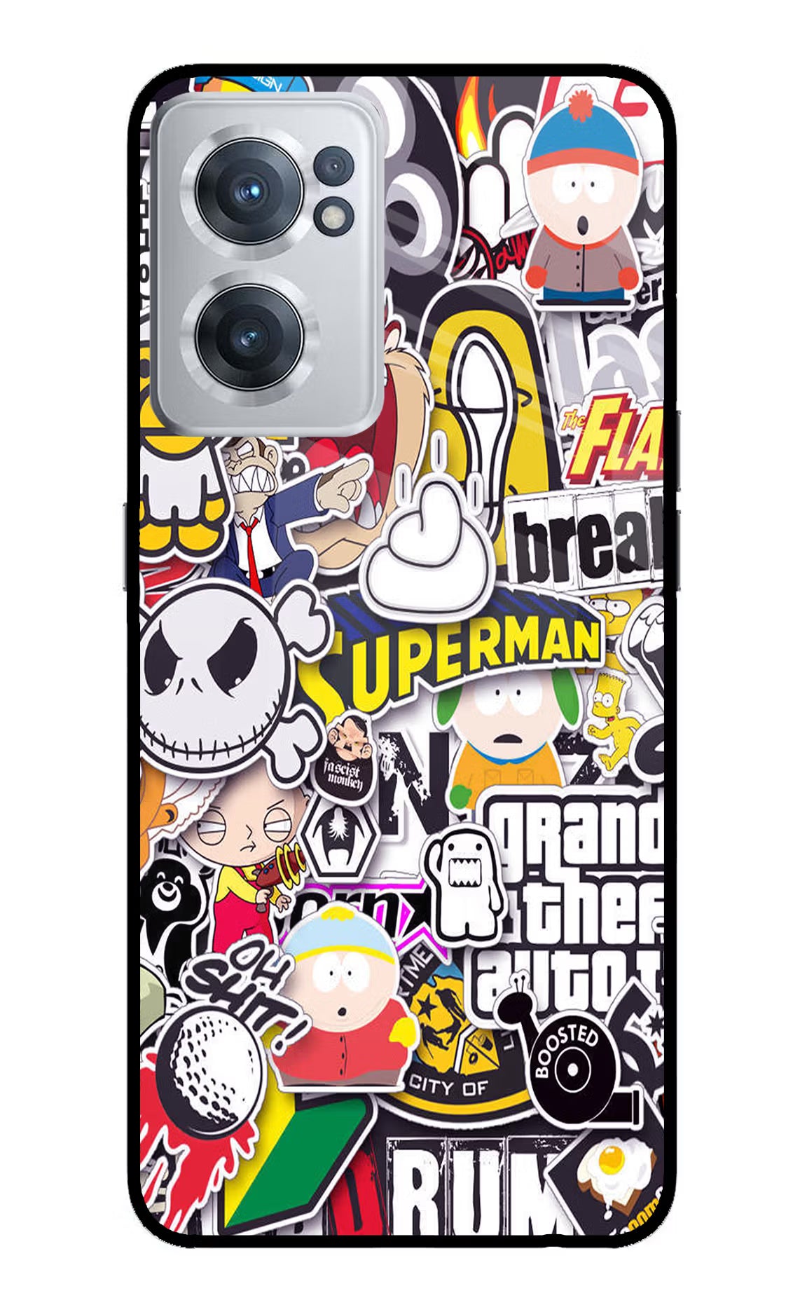 Sticker Bomb OnePlus Nord CE 2 5G Glass Case Back Cover by Casekaro