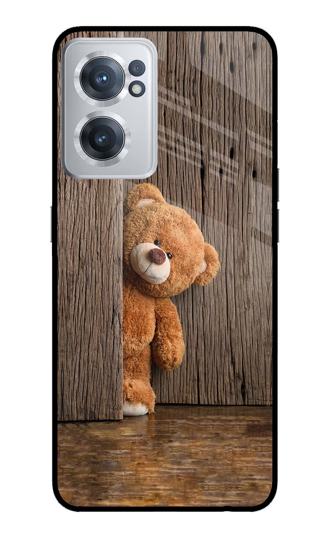 Teddy Wooden OnePlus Nord CE 2 5G Glass Case Back Cover by Casekaro