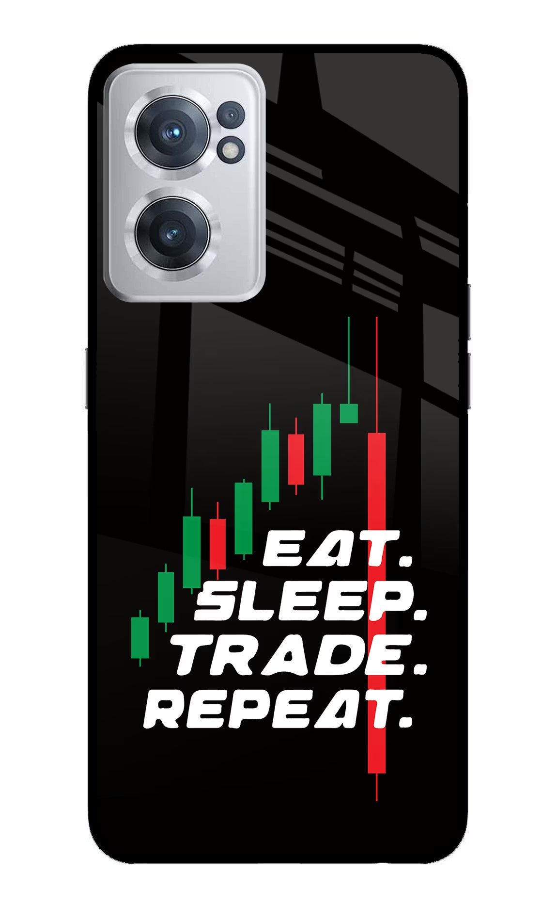 Eat Sleep Trade Repeat OnePlus Nord CE 2 5G Glass Case Back Cover by Casekaro