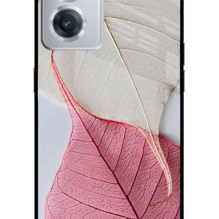 White Pink Leaf OnePlus Nord CE 2 5G Glass Case Back Cover by Casekaro