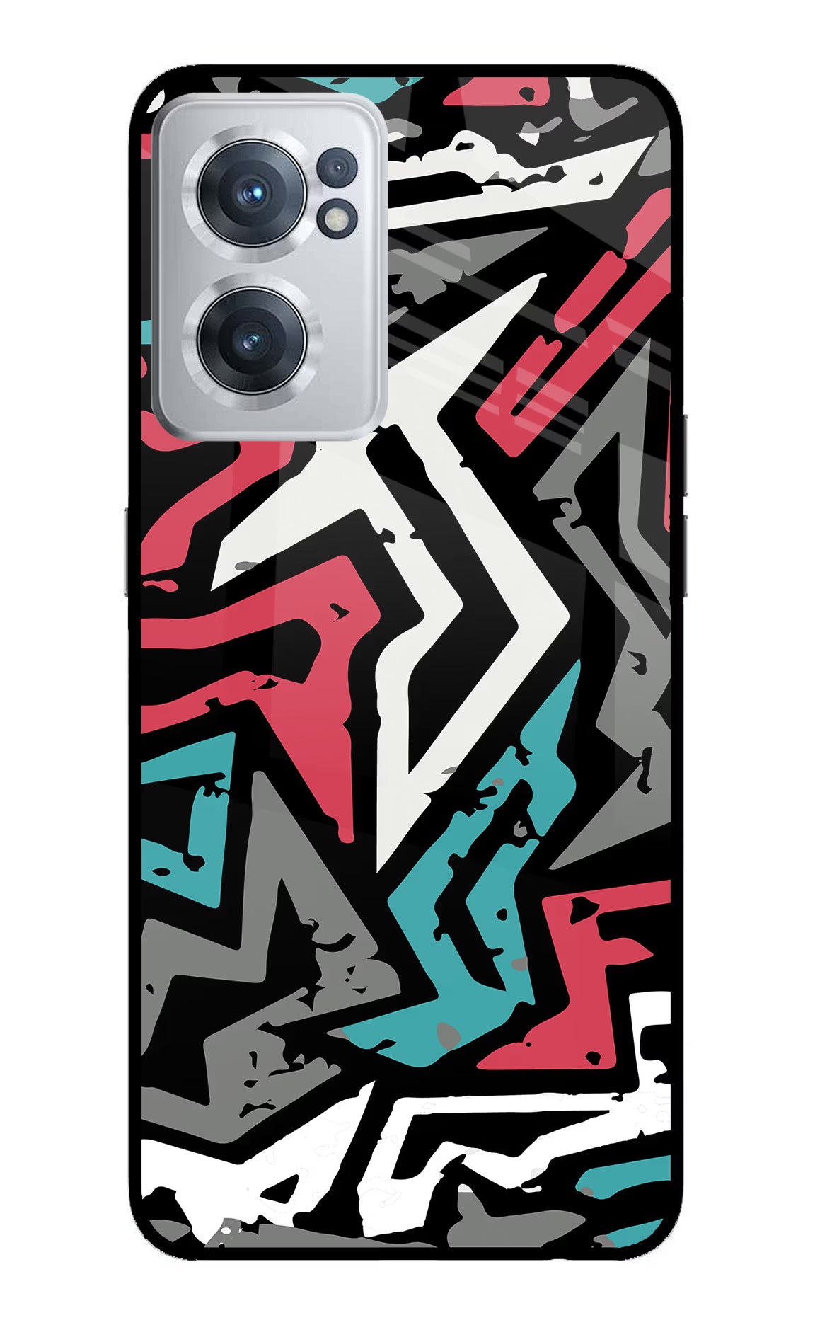 Geometric Graffiti OnePlus Nord CE 2 5G Glass Case Back Cover by Casekaro