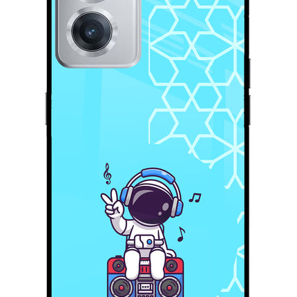 Cute Astronaut Chilling OnePlus Nord CE 2 5G Glass Case