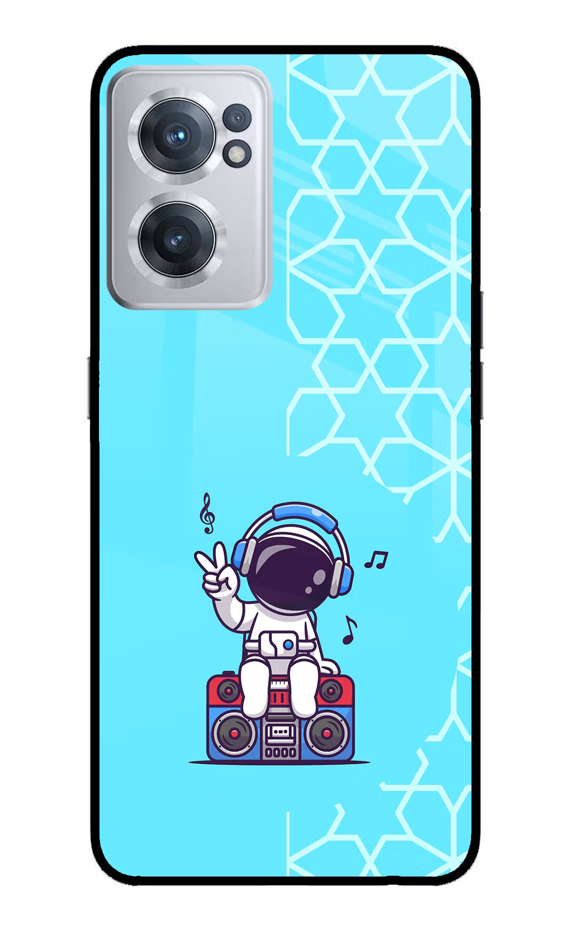 Cute Astronaut Chilling OnePlus Nord CE 2 5G Glass Case Back Cover by Casekaro