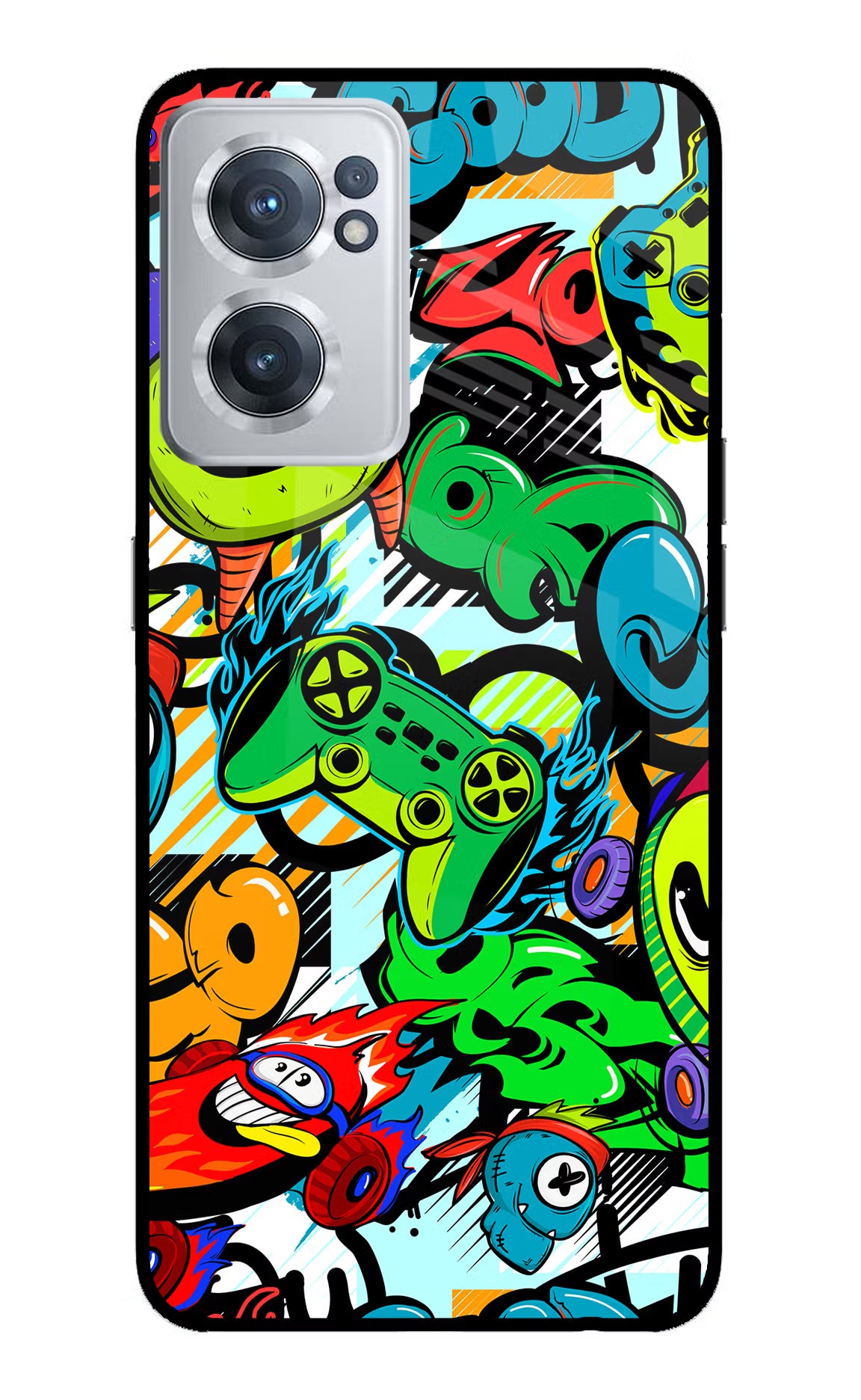 Game Doodle OnePlus Nord CE 2 5G Glass Case Back Cover by Casekaro