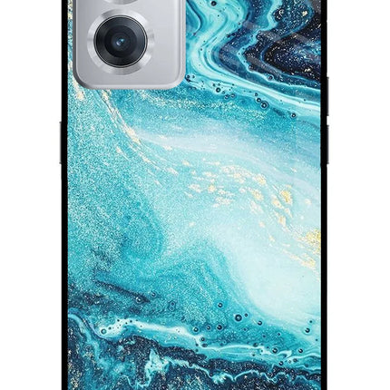 Blue Glitter Marble OnePlus Nord CE 2 5G Glass Case