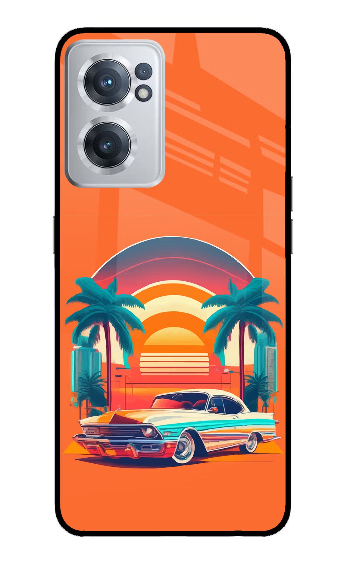 Palm Drive 80s OnePlus Nord CE 2 5G Glass Case Back Cover by Casekaro