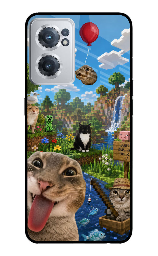 Minecraft Cat Chaos OnePlus Nord CE 2 5G Glass Case