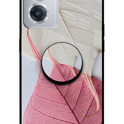 White Pink Leaf OnePlus Nord CE 2 5G Glass Case