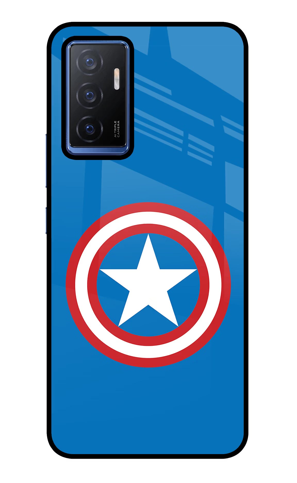 Captain America Logo Vivo V23E 5G Glass Case Back Cover by Casekaro