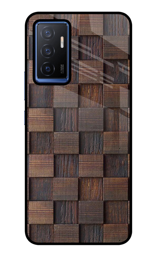 Wooden Cube Design Vivo V23E 5G Glass Case