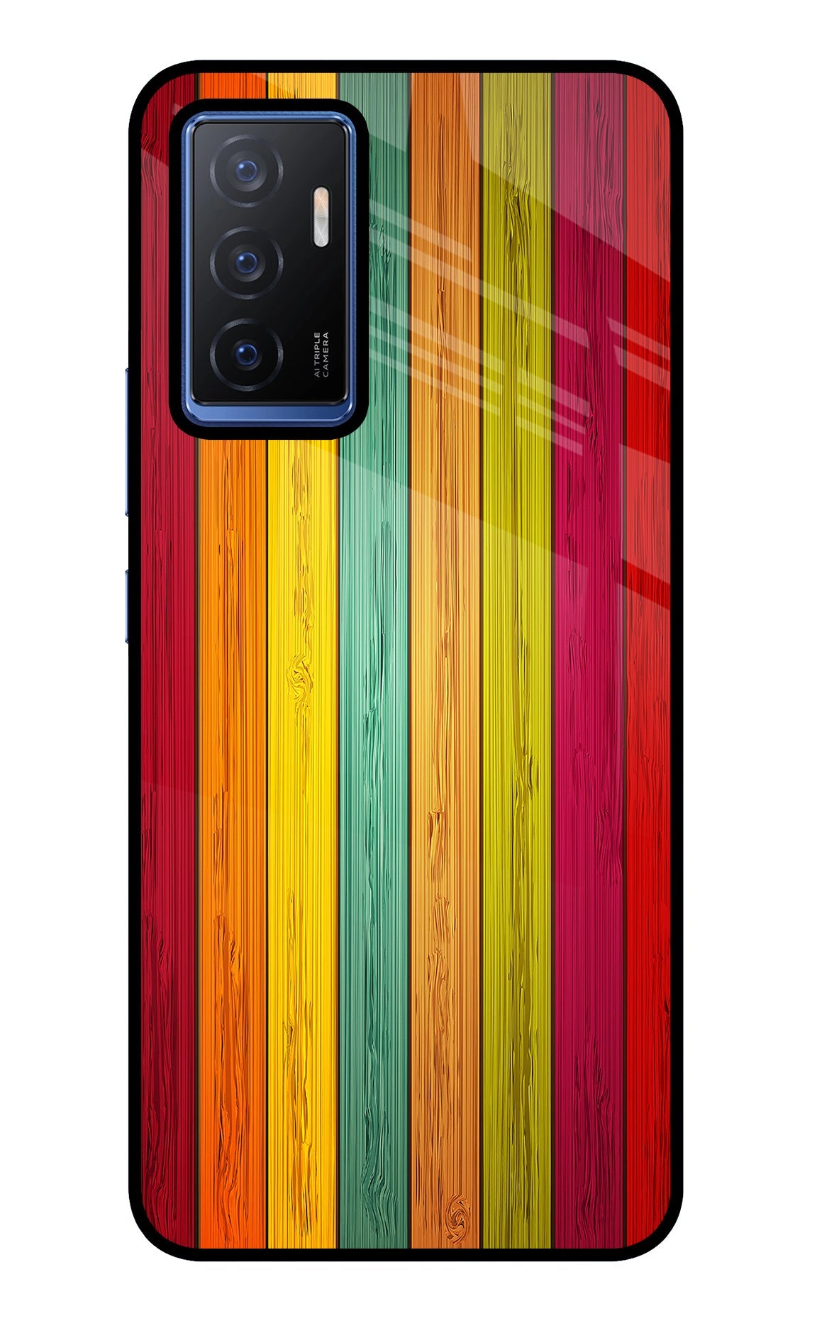 Multicolor Wooden Vivo V23E 5G Glass Case