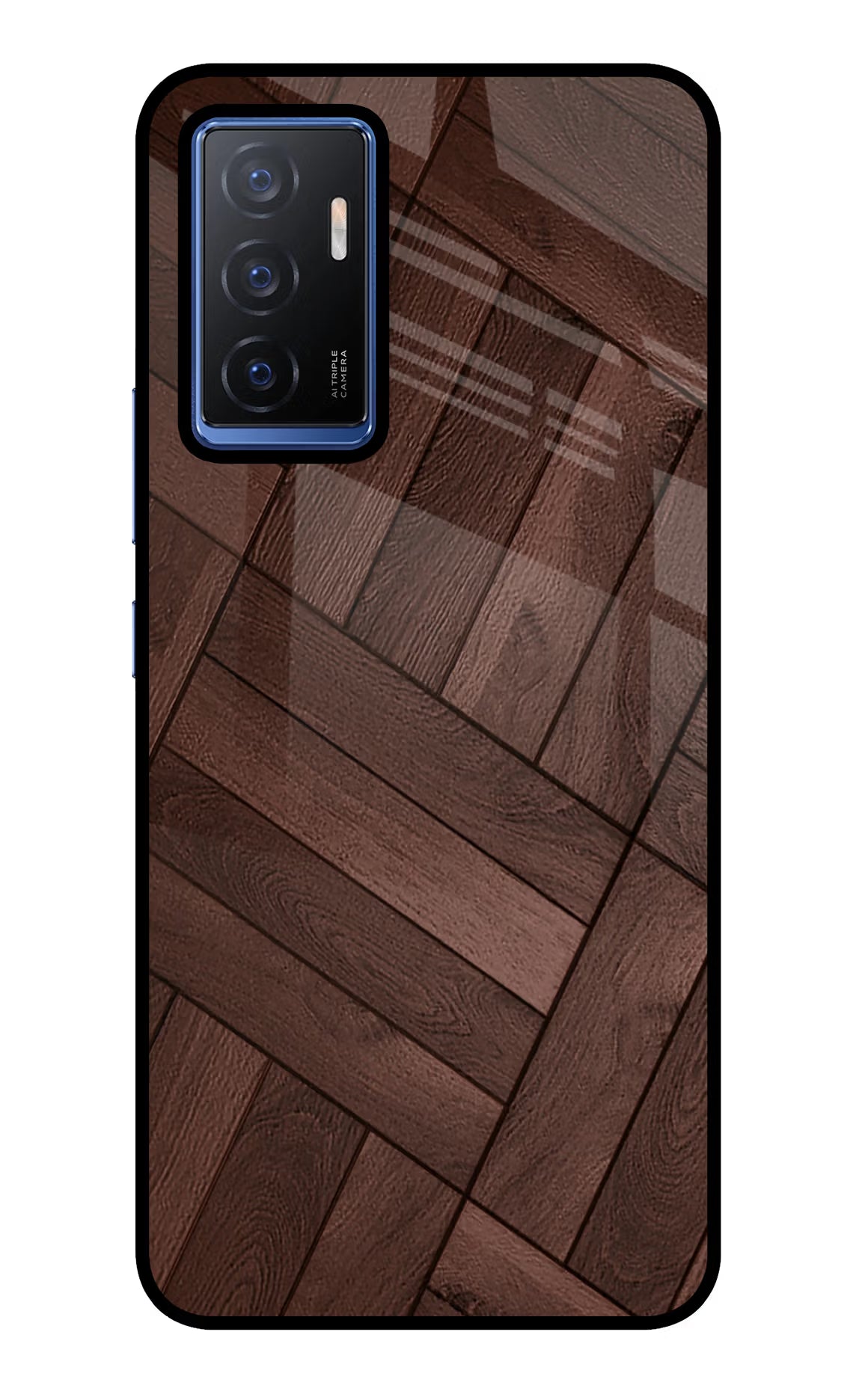 Wooden Texture Design Vivo V23E 5G Glass Case Back Cover by Casekaro