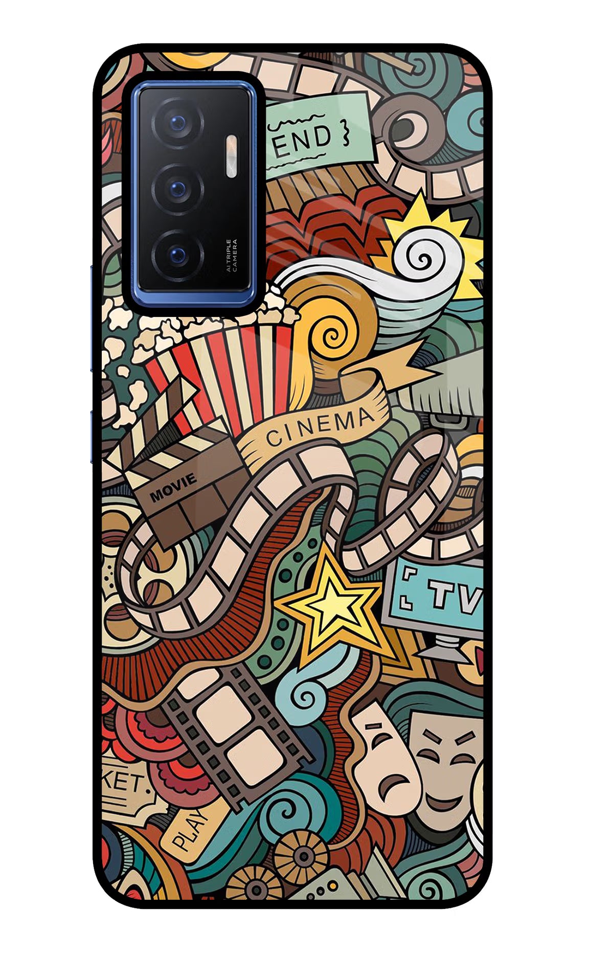 Cinema Abstract Vivo V23E 5G Glass Case Back Cover by Casekaro