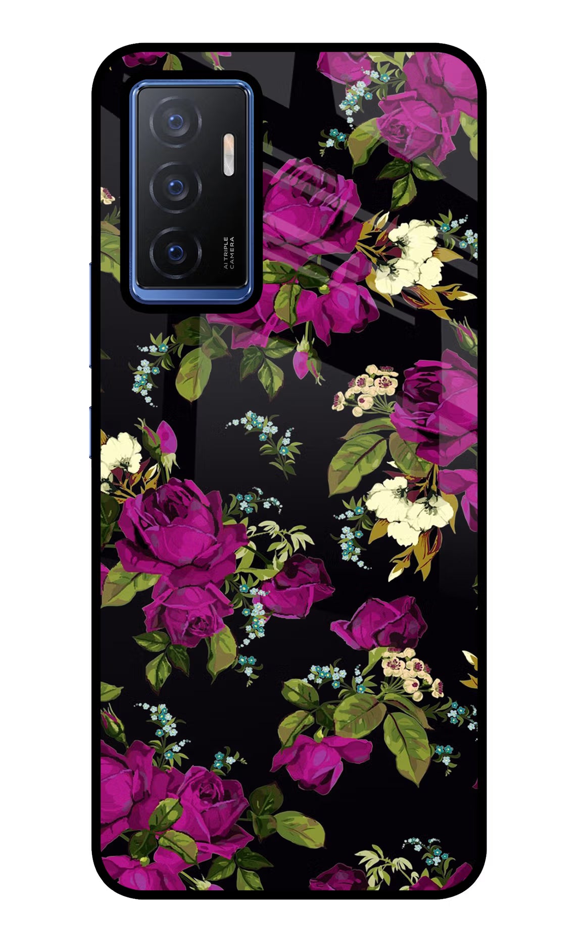 Flowers Vivo V23E 5G Glass Case Back Cover by Casekaro