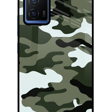 Camouflage Vivo V23E 5G Glass Case Back Cover by Casekaro