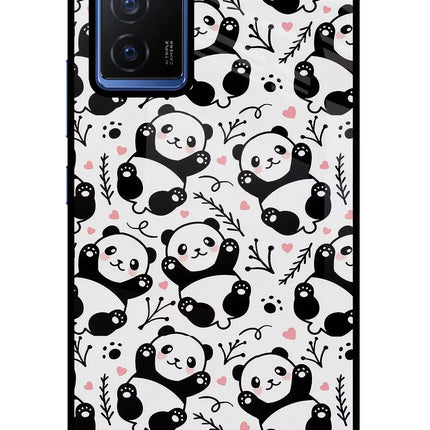 Cute Panda Vivo V23E 5G Glass Case Back Cover by Casekaro