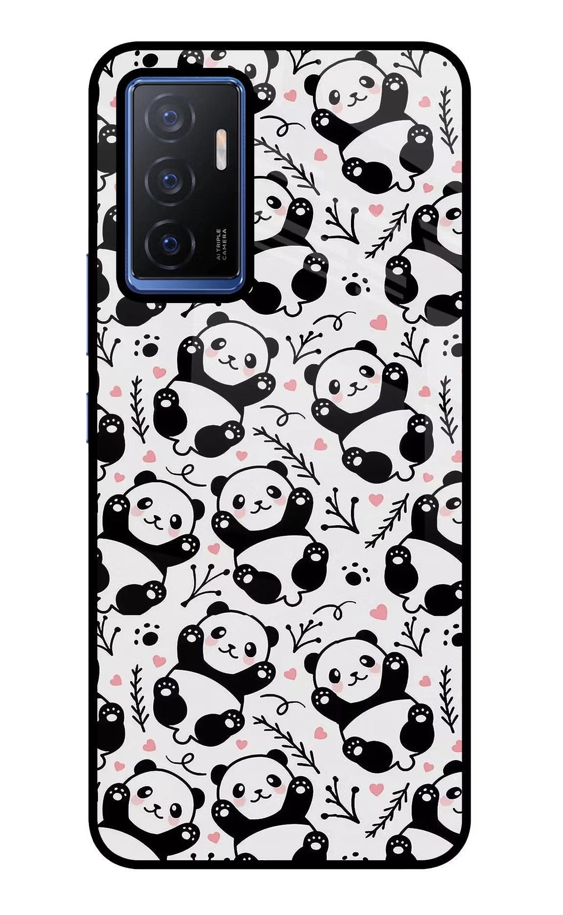 Cute Panda Vivo V23E 5G Glass Case Back Cover by Casekaro