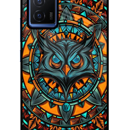 Angry Owl Art Vivo V23E 5G Glass Case Back Cover by Casekaro