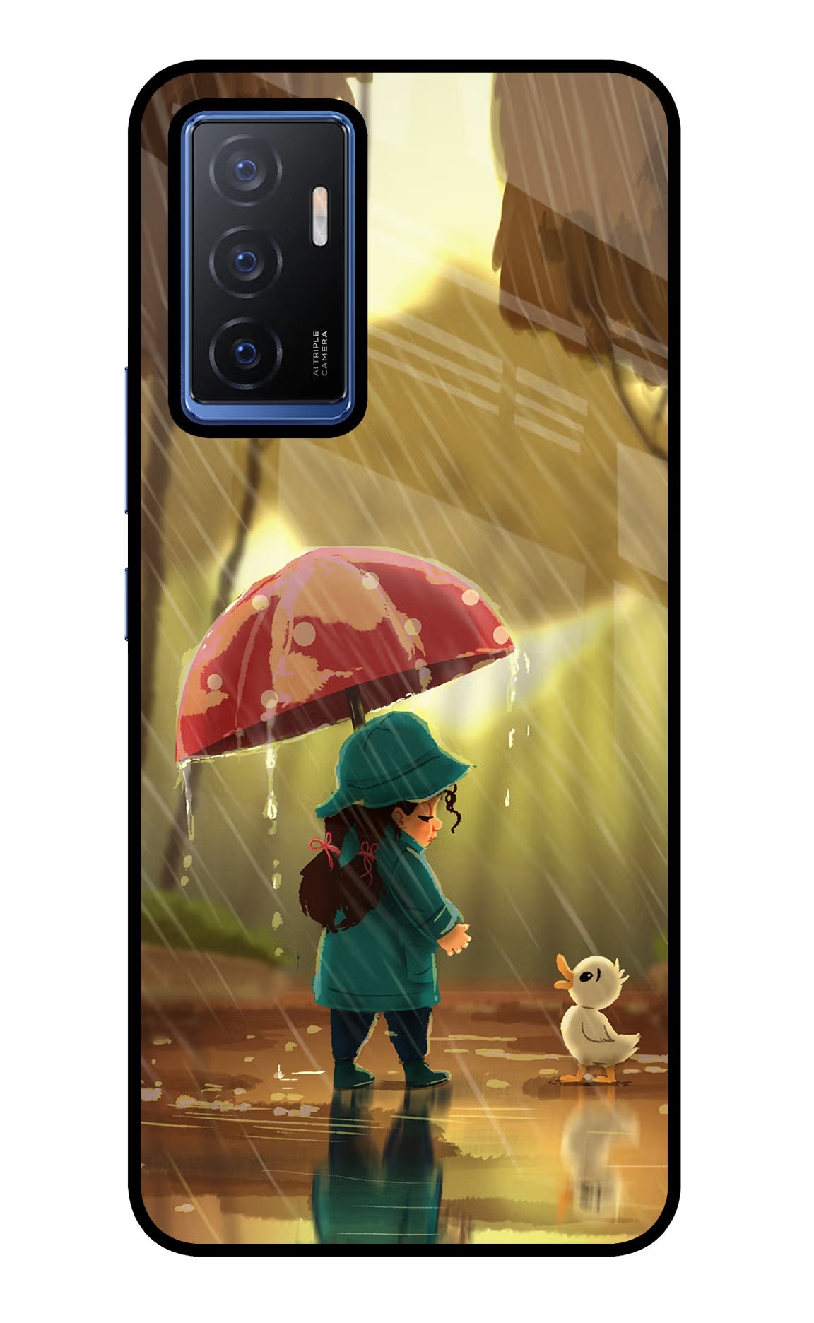 Rainy Day Vivo V23E 5G Glass Case Back Cover by Casekaro