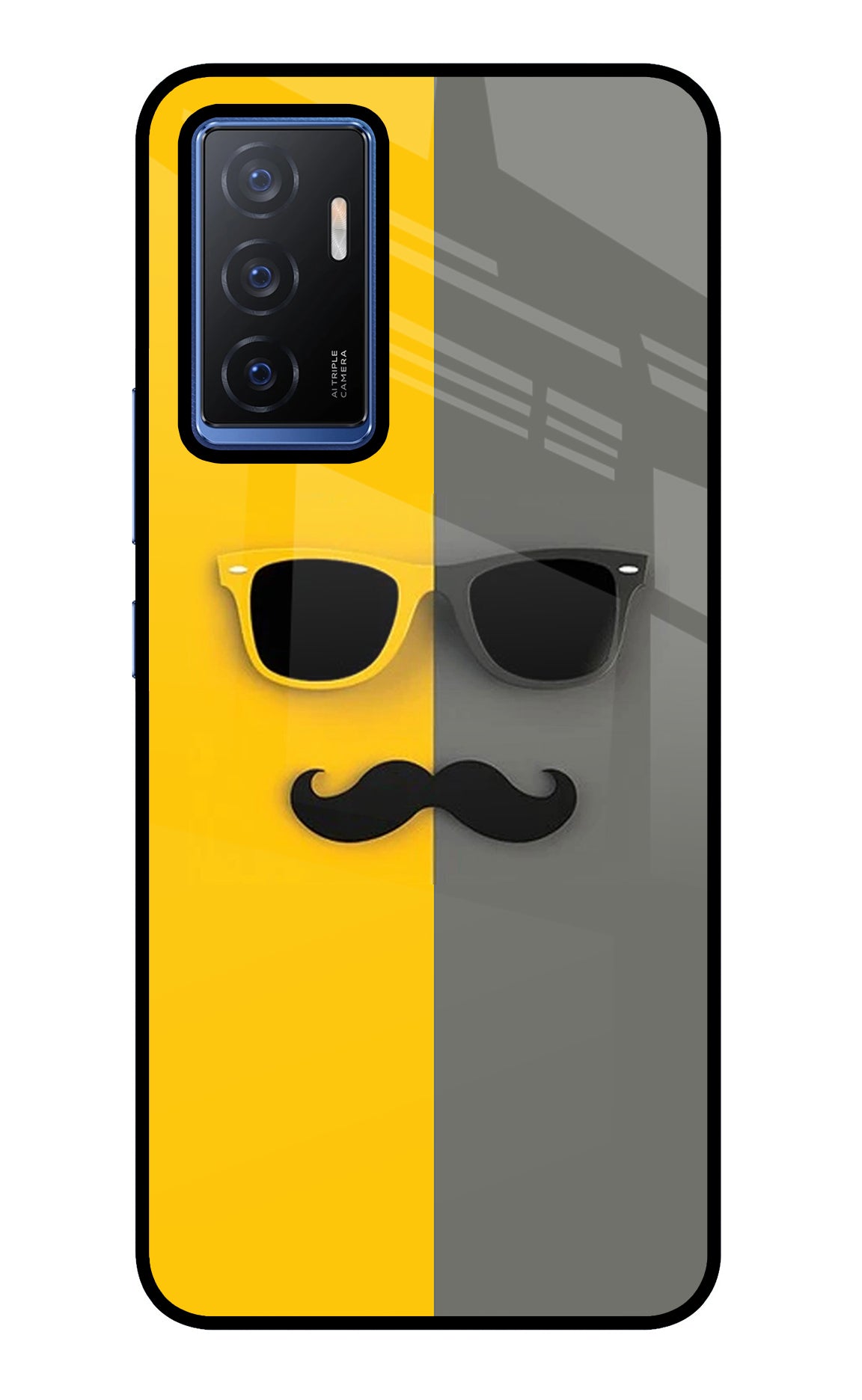 Sunglasses with Mustache Vivo V23E 5G Glass Case