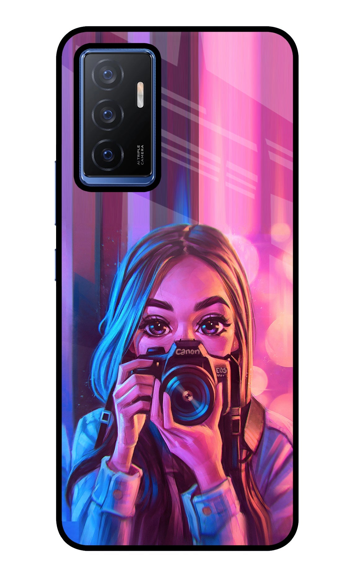 Girl Photographer Vivo V23E 5G Glass Case