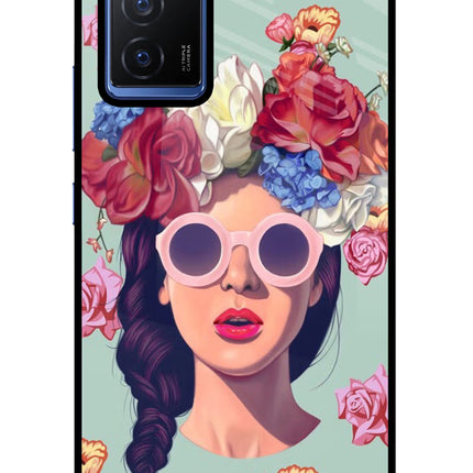 Pretty Girl Vivo V23E 5G Glass Case Back Cover by Casekaro