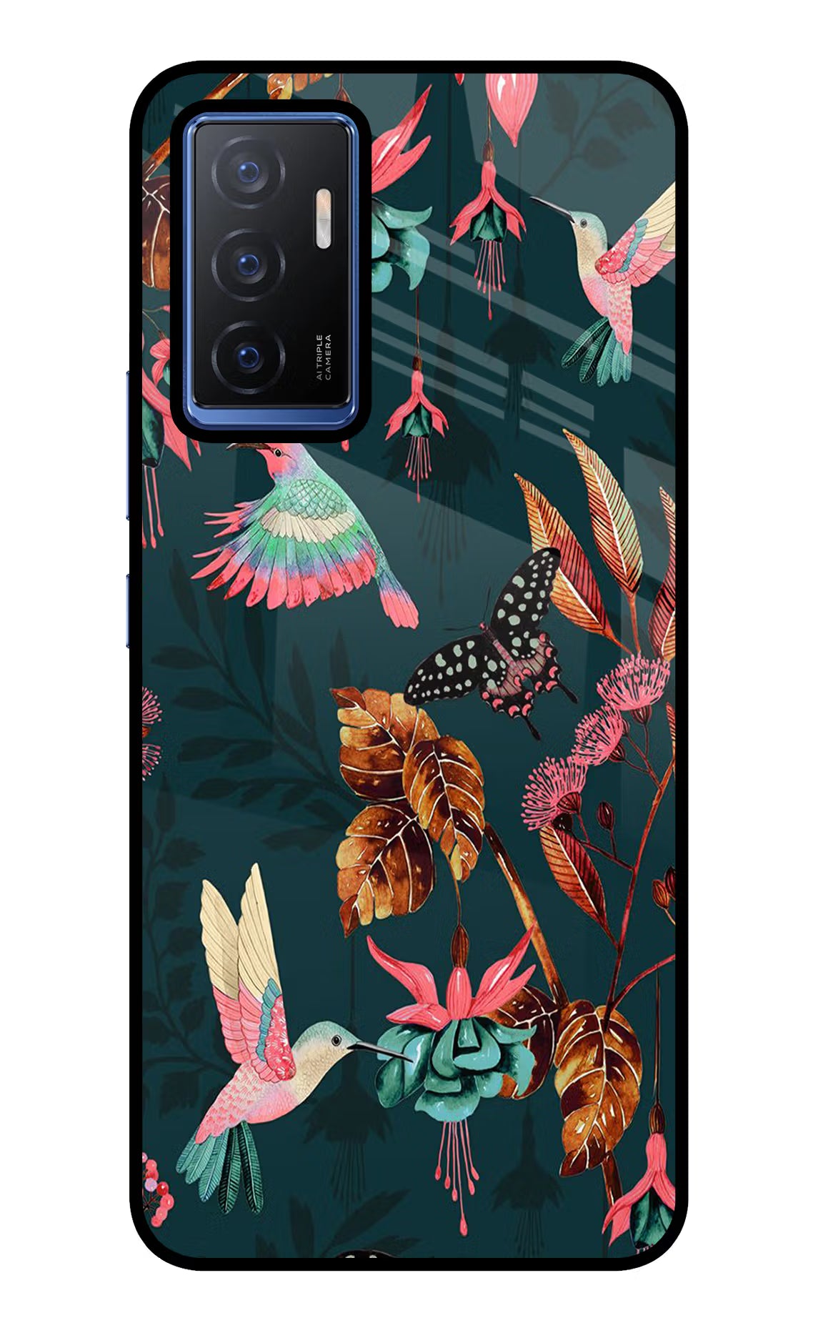Birds Vivo V23E 5G Glass Case Back Cover by Casekaro