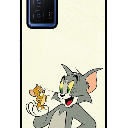 Tom & Jerry Vivo V23E 5G Glass Case Back Cover by Casekaro