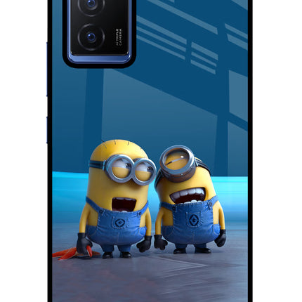 Minion Laughing Vivo V23E 5G Glass Case Back Cover by Casekaro