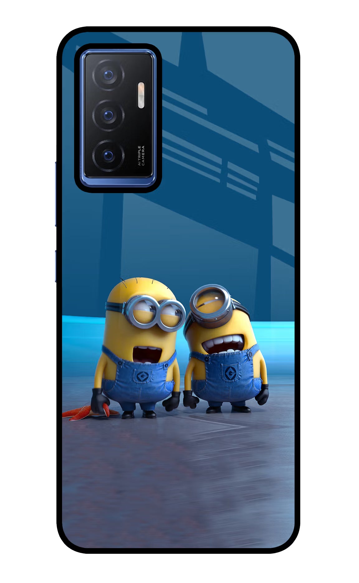 Minion Laughing Vivo V23E 5G Glass Case Back Cover by Casekaro