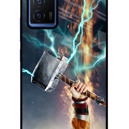 Thor Hammer Mjolnir Vivo V23E 5G Glass Case Back Cover by Casekaro