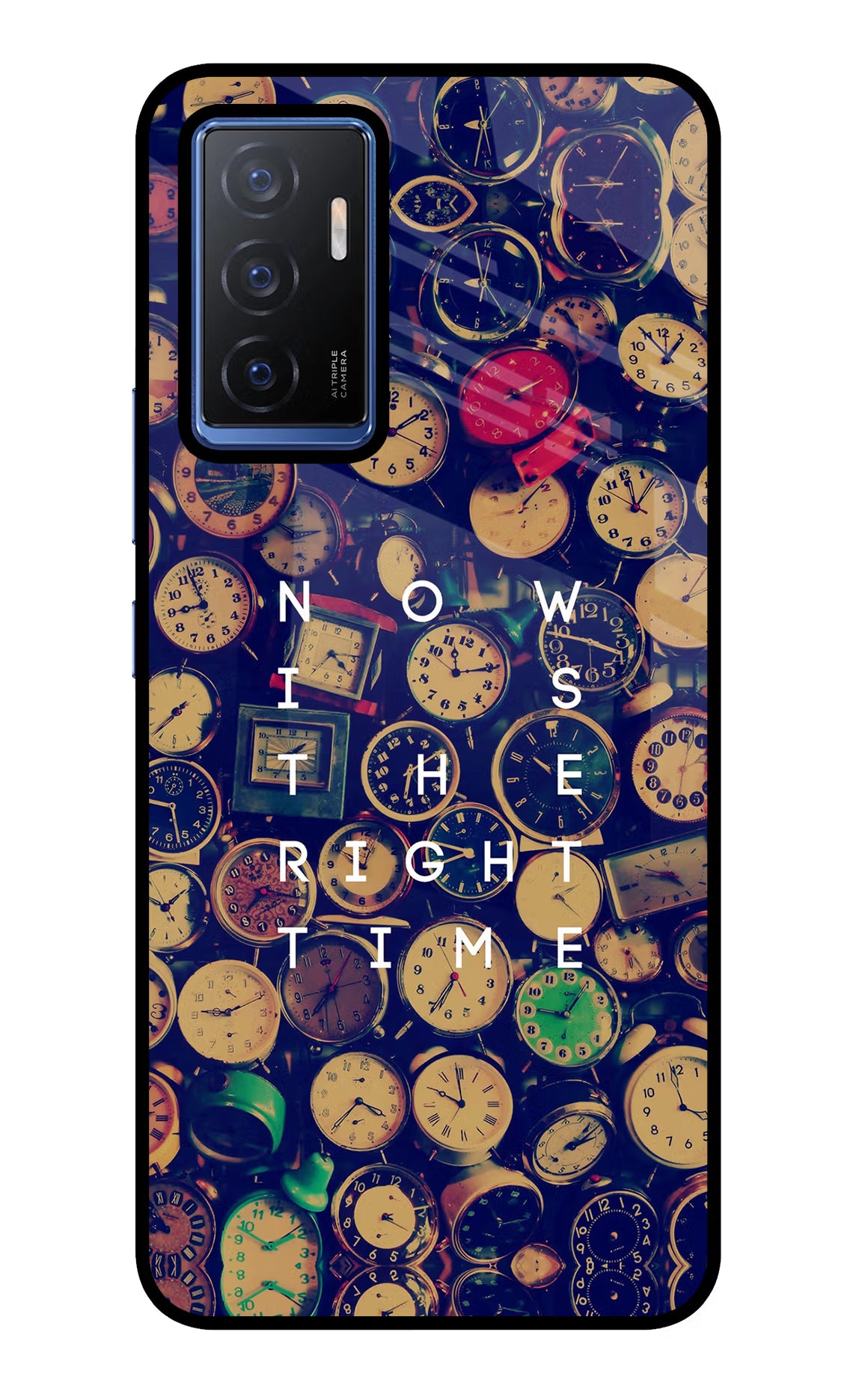 Now is the Right Time Quote Vivo V23E 5G Glass Case Back Cover by Casekaro