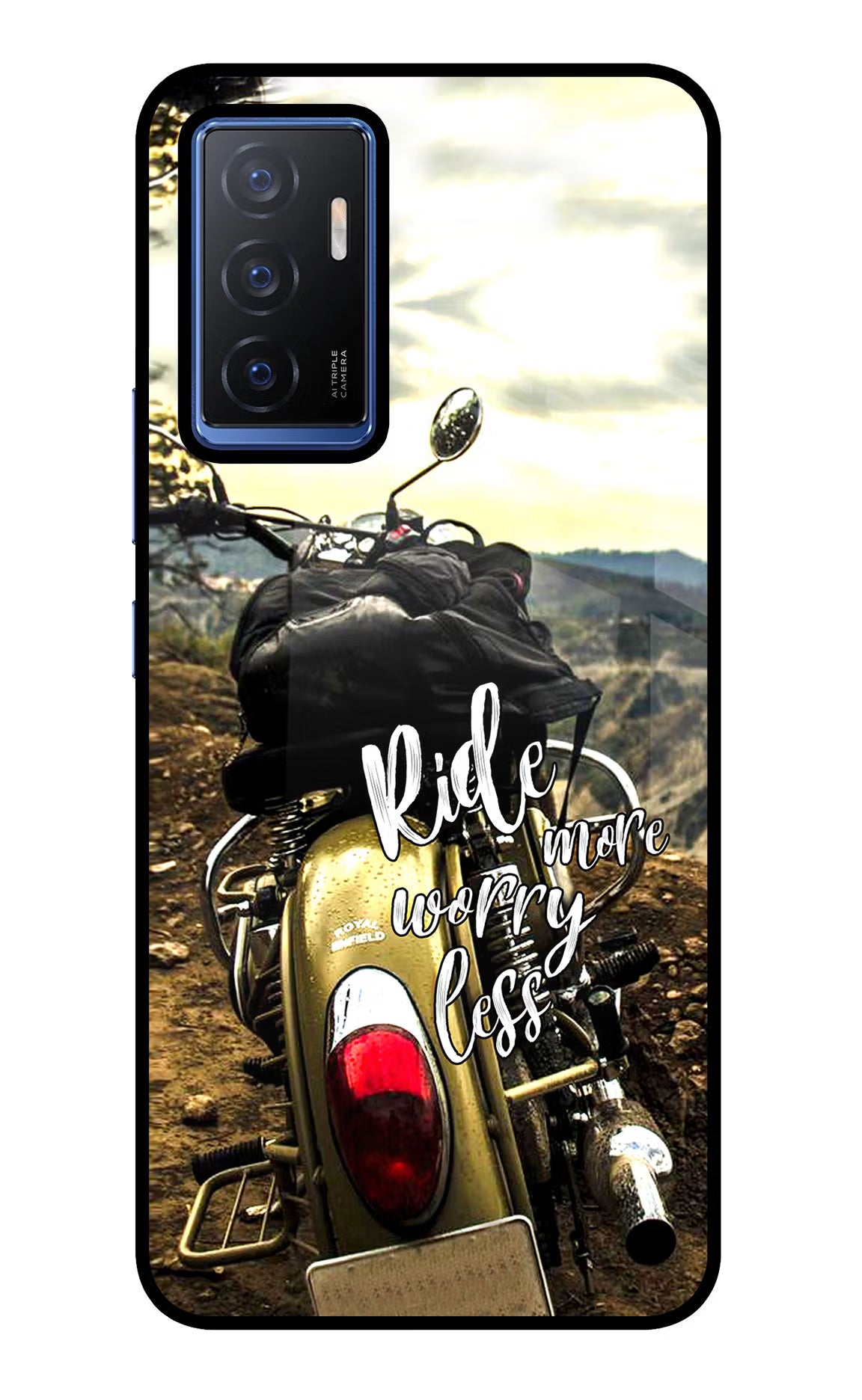Ride More Worry Less Vivo V23E 5G Glass Case Back Cover by Casekaro