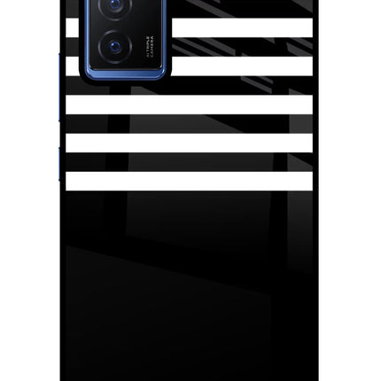 Black and White Print Vivo V23E 5G Glass Case Back Cover by Casekaro