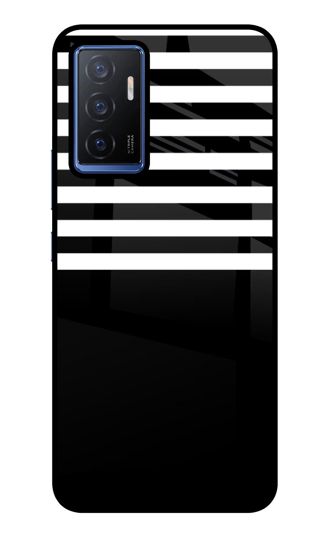 Black and White Print Vivo V23E 5G Glass Case Back Cover by Casekaro