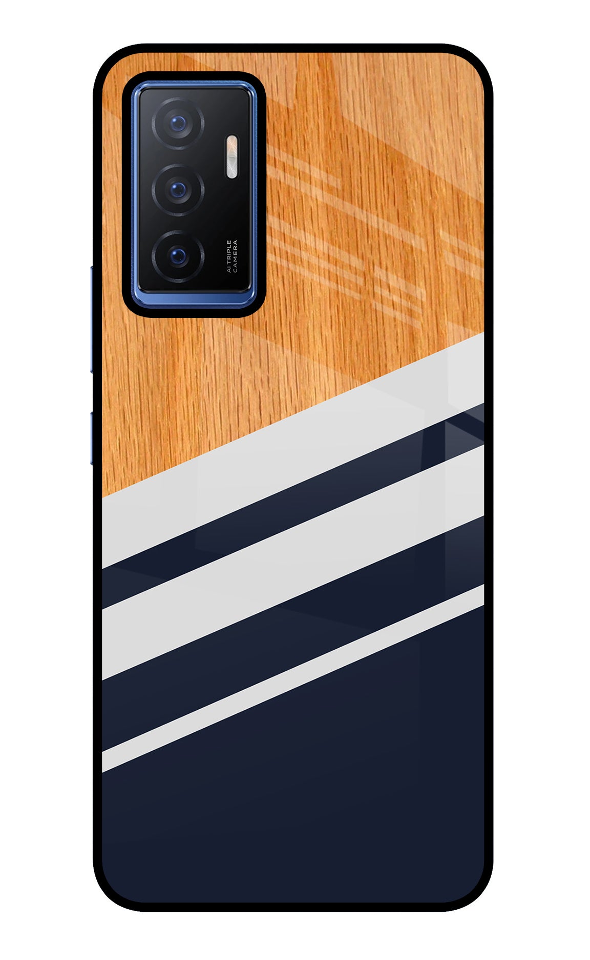 Blue and white wooden Vivo V23E 5G Back Cover