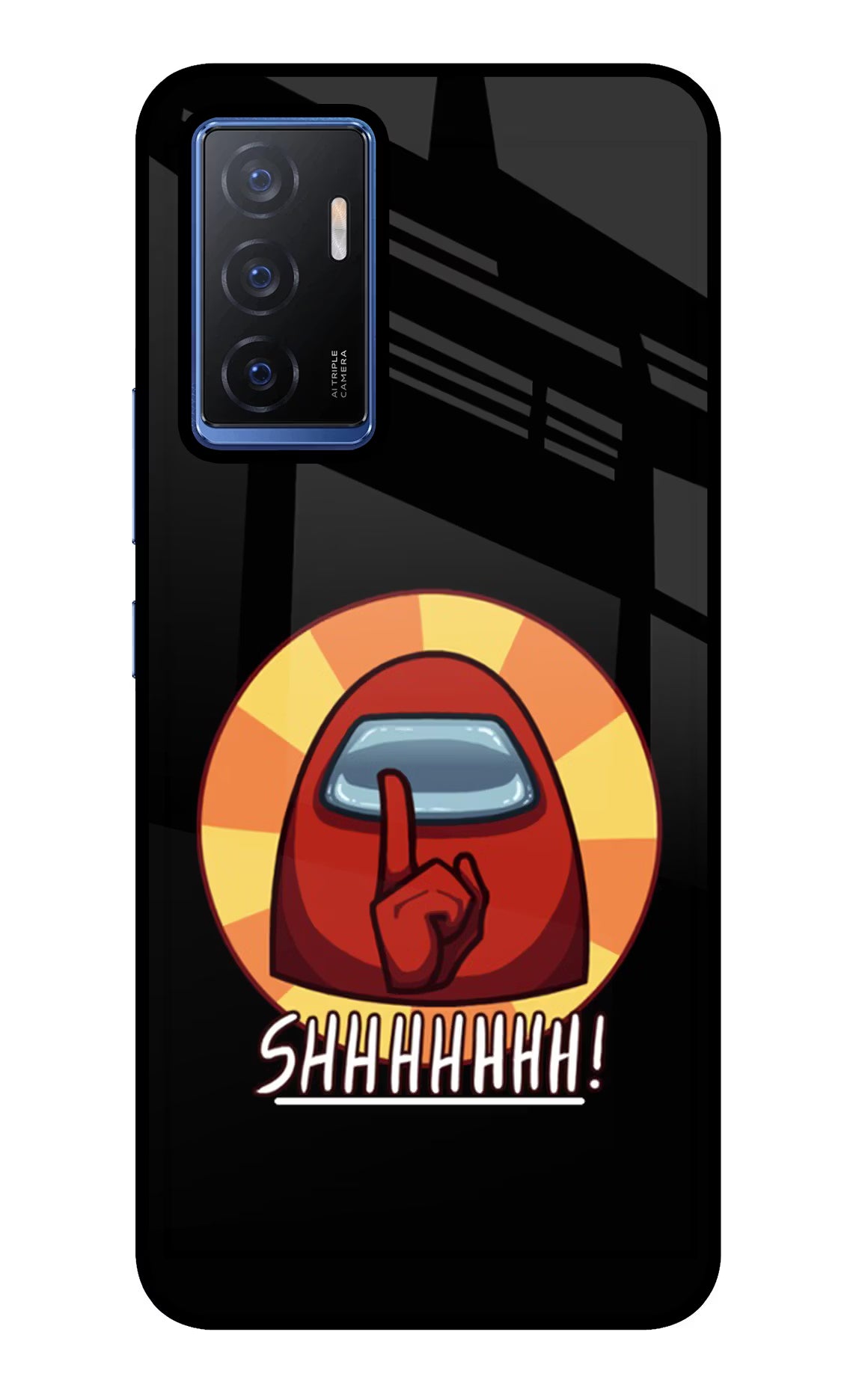 Among Us Shhh! Vivo V23E 5G Glass Case Back Cover by Casekaro
