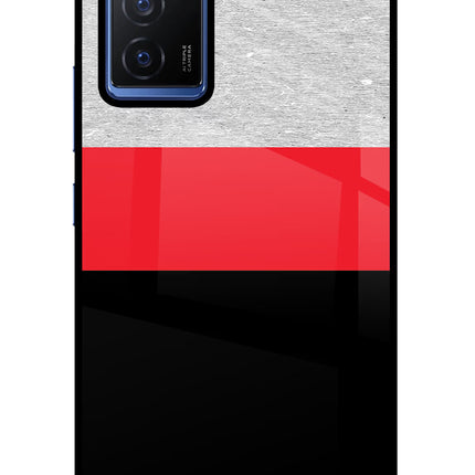 Tri Color Pattern Vivo V23E 5G Glass Case Back Cover by Casekaro