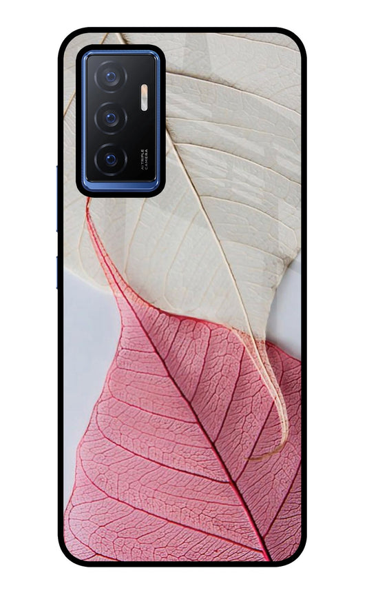 White Pink Leaf Vivo V23E 5G Glass Case