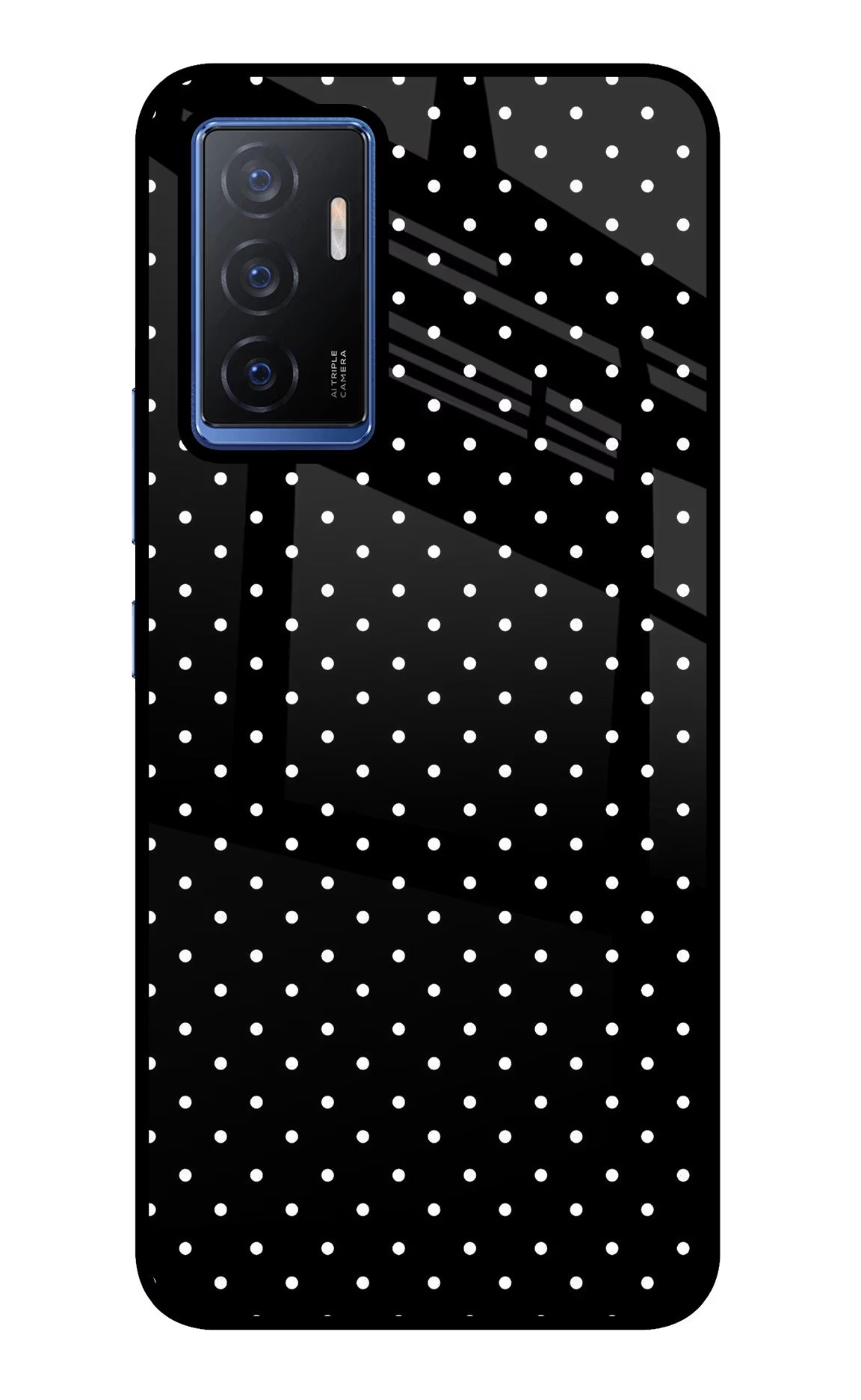 White Dots Vivo V23E 5G Glass Case Back Cover by Casekaro