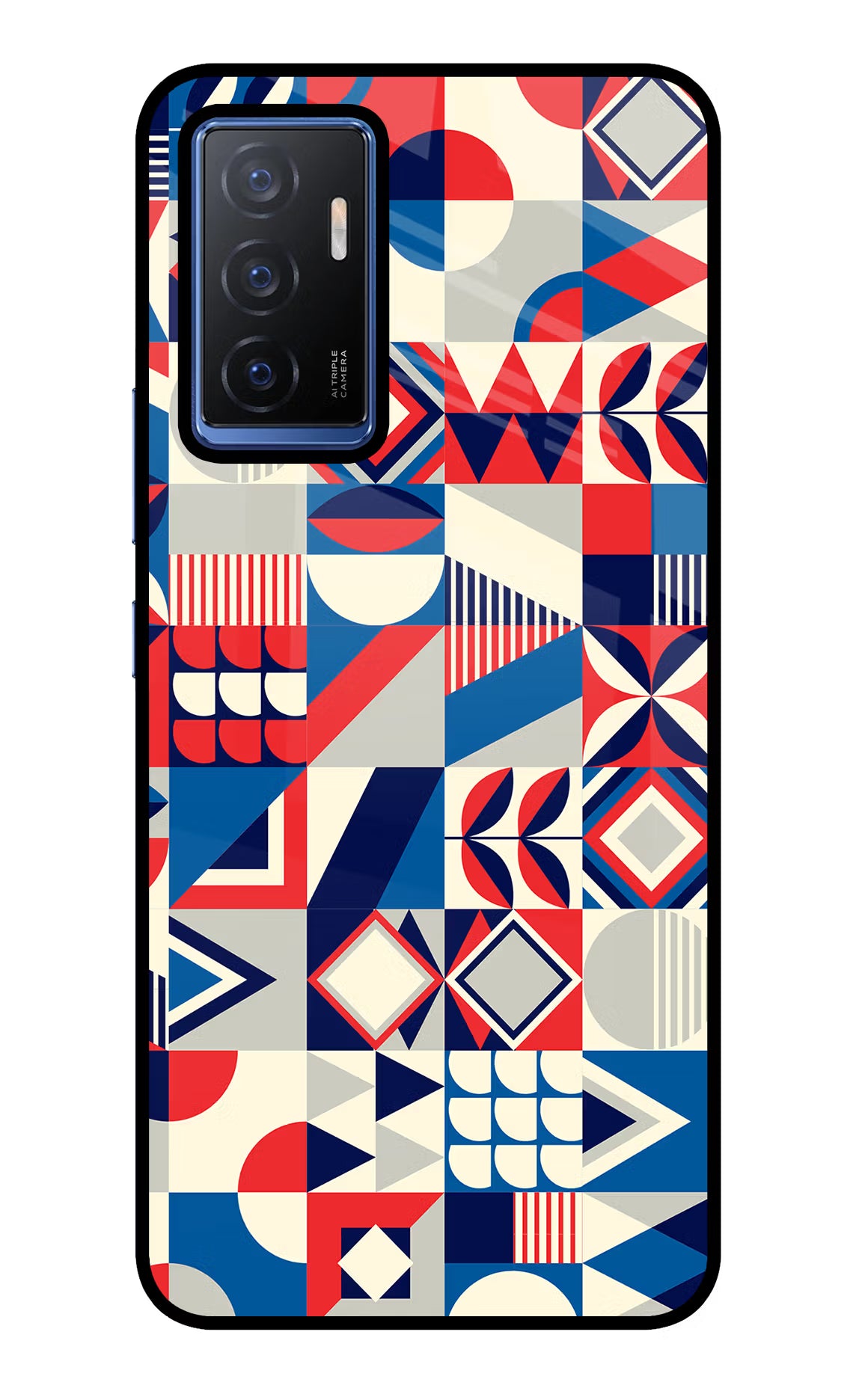 Colorful Pattern Vivo V23E 5G Glass Case Back Cover by Casekaro
