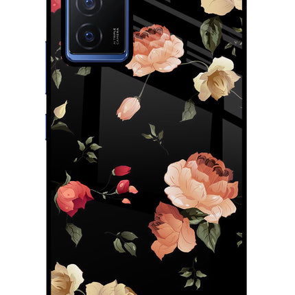Flowers Vivo V23E 5G Glass Case Back Cover by Casekaro