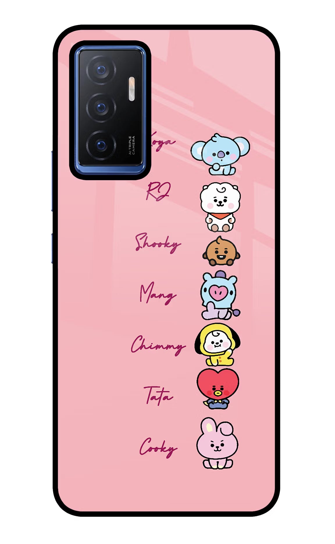 BTS names Vivo V23E 5G Glass Case Back Cover by Casekaro