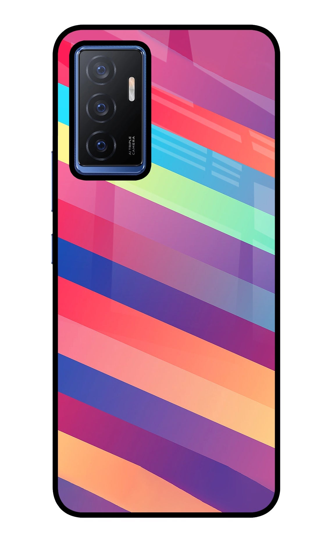 Stripes color Vivo V23E 5G Glass Case