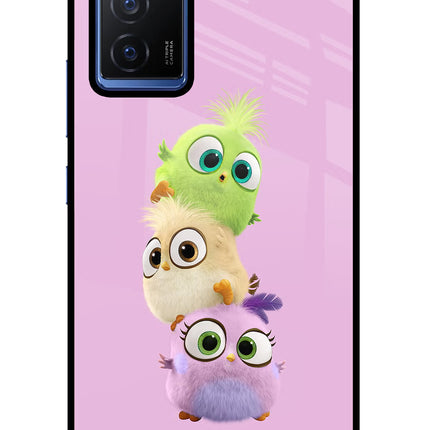 Cute Little Birds Vivo V23E 5G Glass Case Back Cover by Casekaro