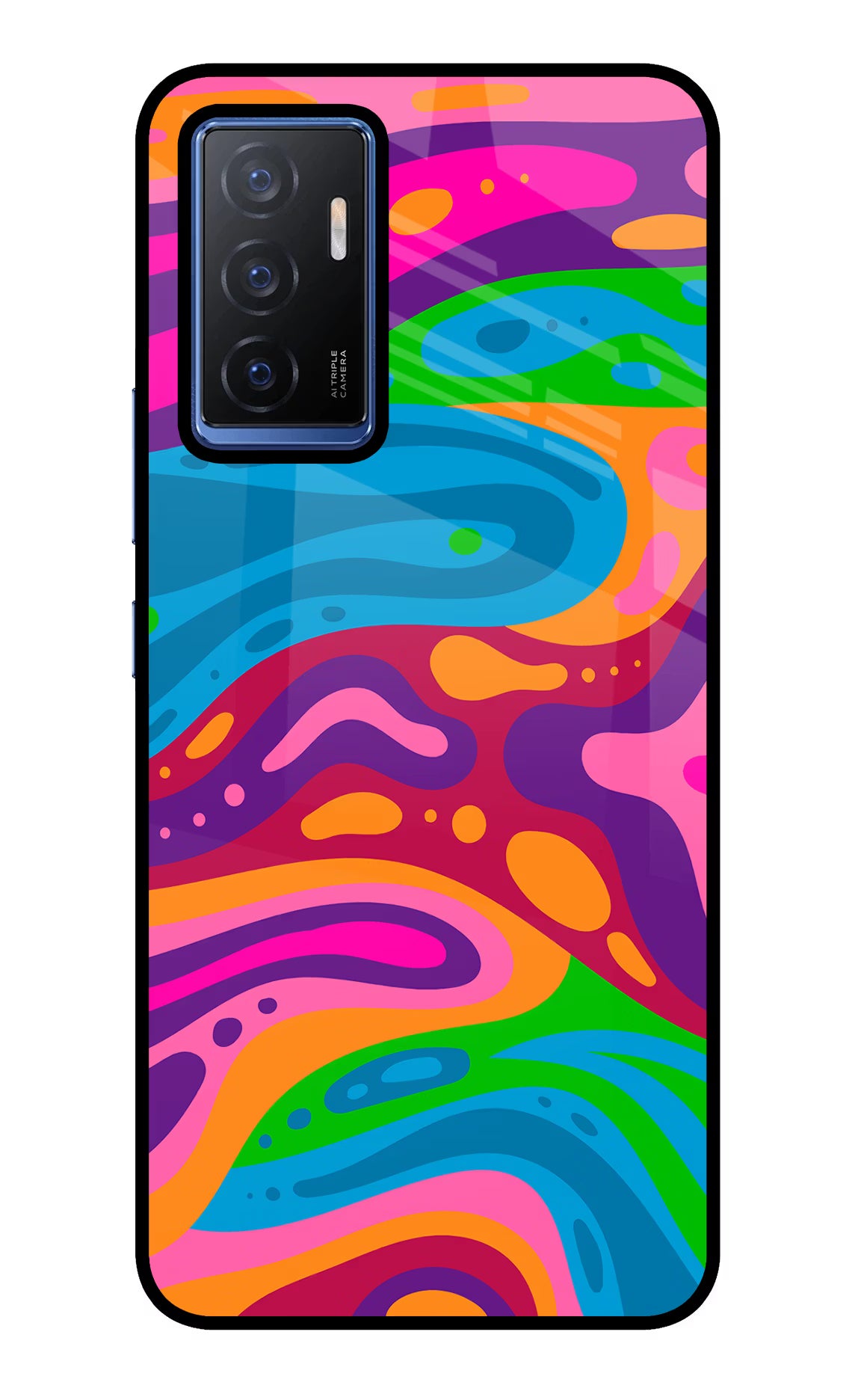 Trippy Pattern Vivo V23E 5G Glass Case Back Cover by Casekaro