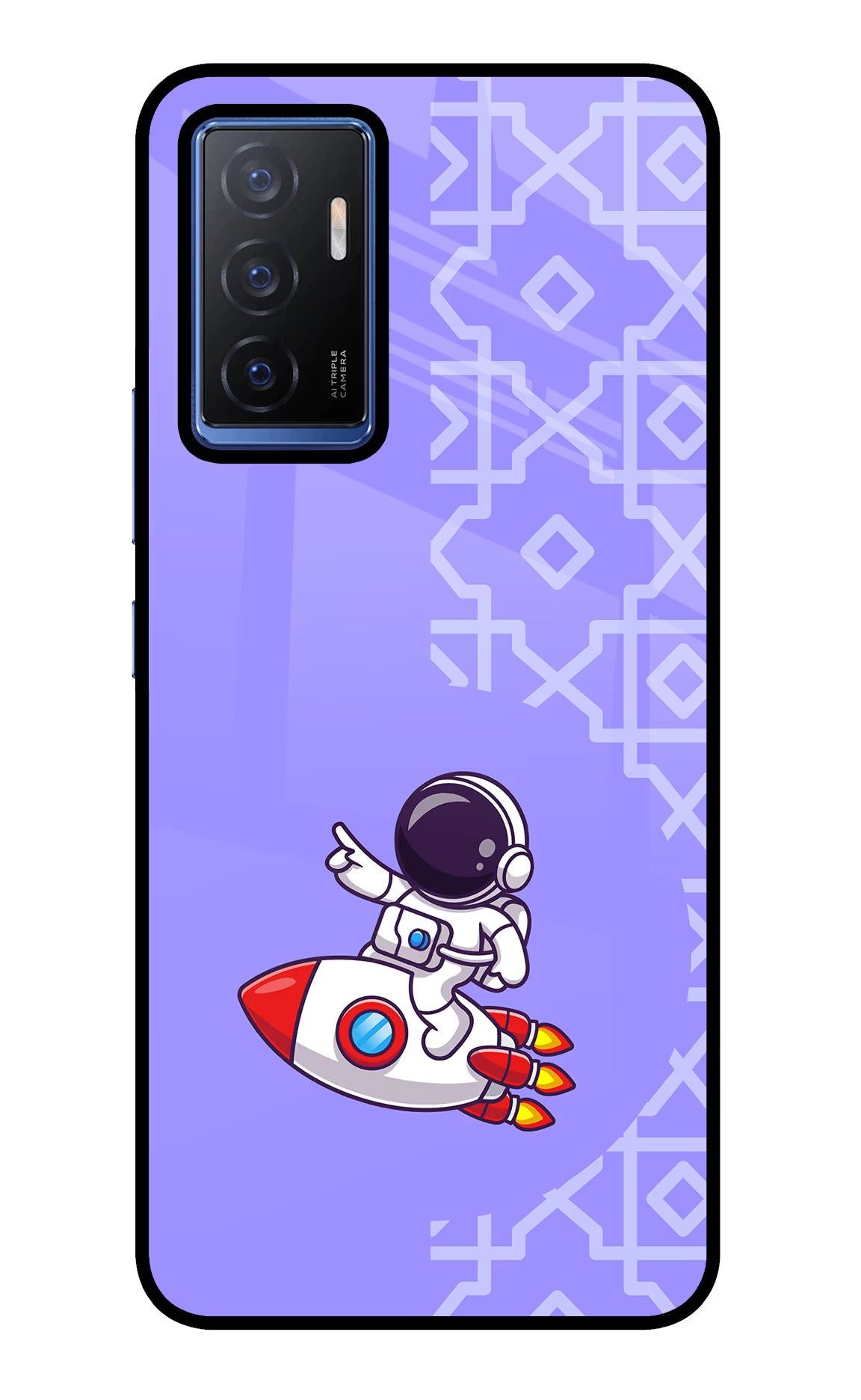 Cute Astronaut Vivo V23E 5G Glass Case Back Cover by Casekaro