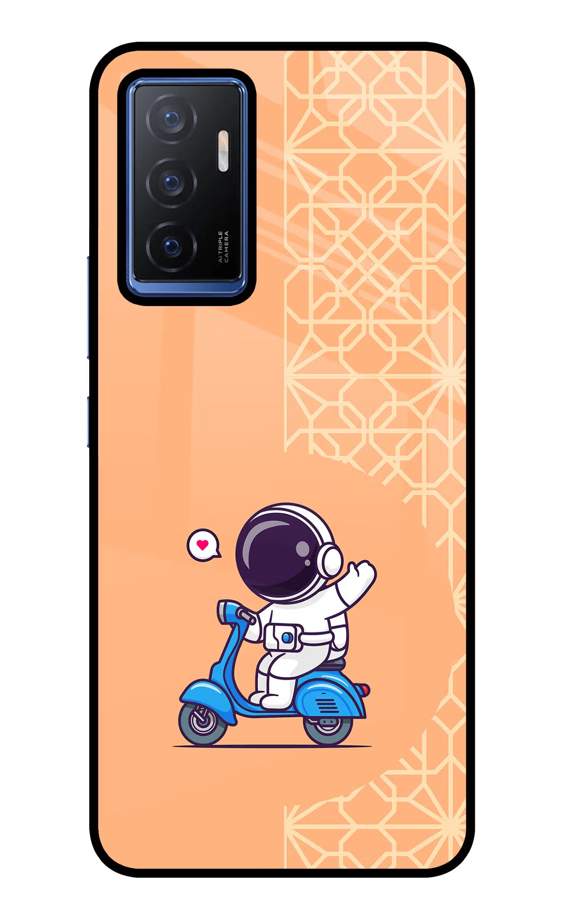 Cute Astronaut Riding Vivo V23E 5G Glass Case Back Cover by Casekaro