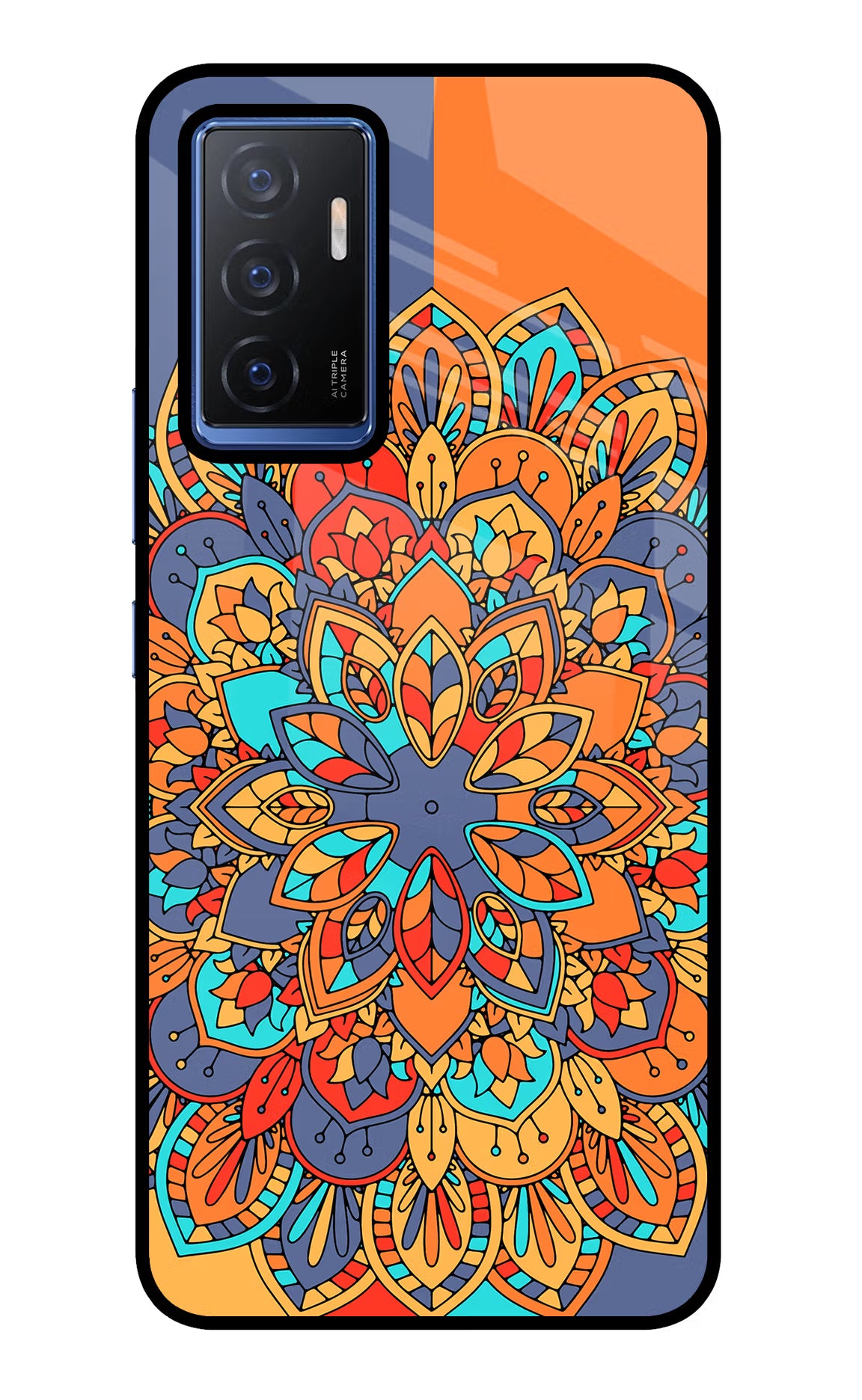 Color Mandala Vivo V23E 5G Glass Case Back Cover by Casekaro